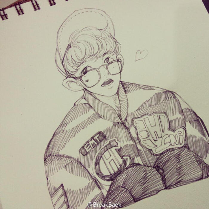 exo伯贤手绘插画壁纸cr.breakbaek