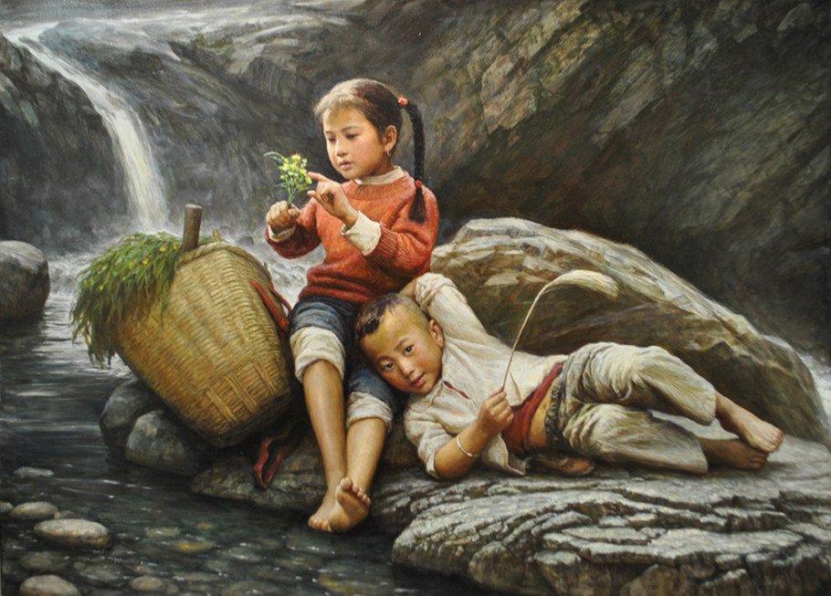 李自健油画作品欣赏:童年篇