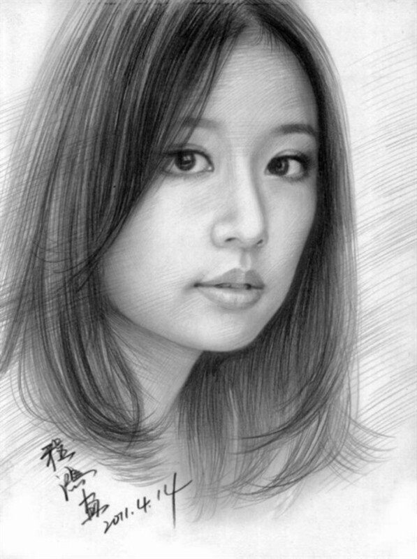 【美图手绘空间 】程鸿精美的人物素描作品(一)——林心如.曦
