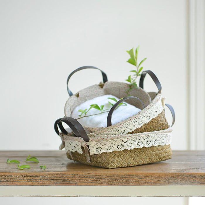 天然手工海草编 田园宜家零食化妆品收纳 704