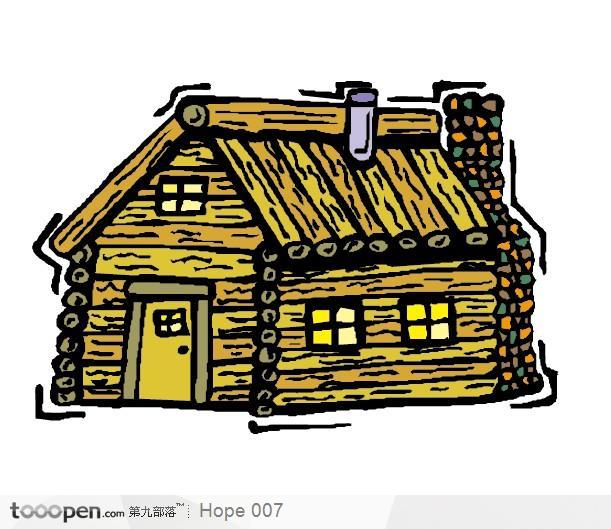 卡通木头房子
