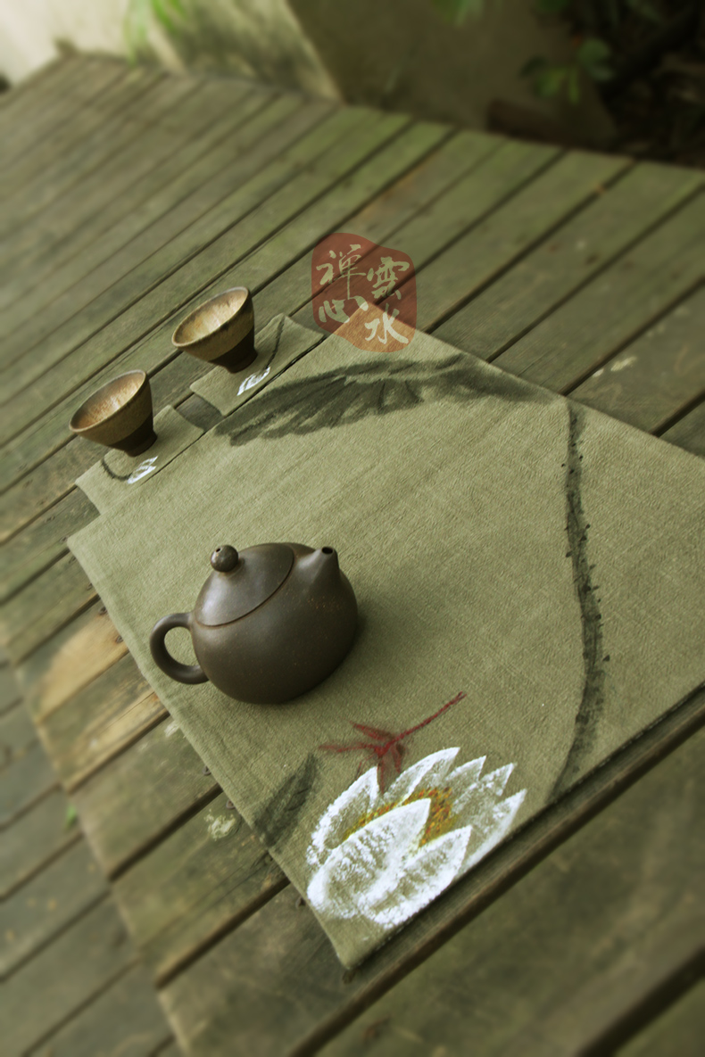 【定制】原创手绘茶席茶布茶巾茶旗禅语 去看看