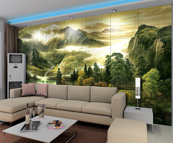 打造大气客厅 23张山水画沙发背景墙图片