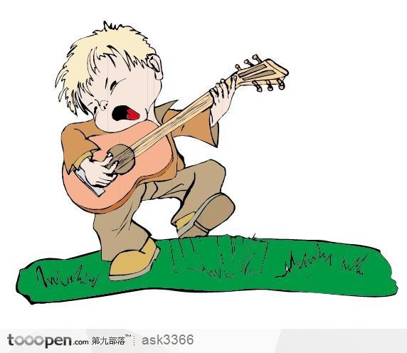 弹吉他跳舞的小男孩