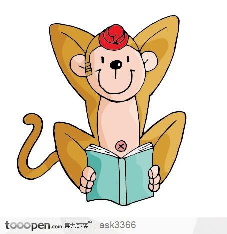 看书的猴子卡通形象