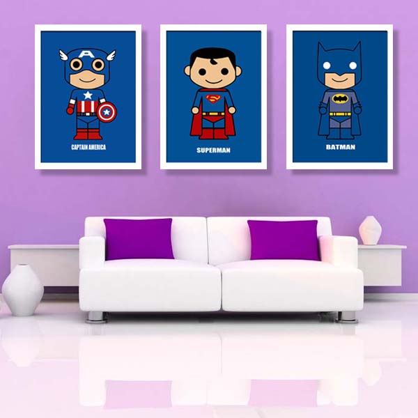 q版复仇者联盟 可爱q版童趣装饰画儿童房幼儿