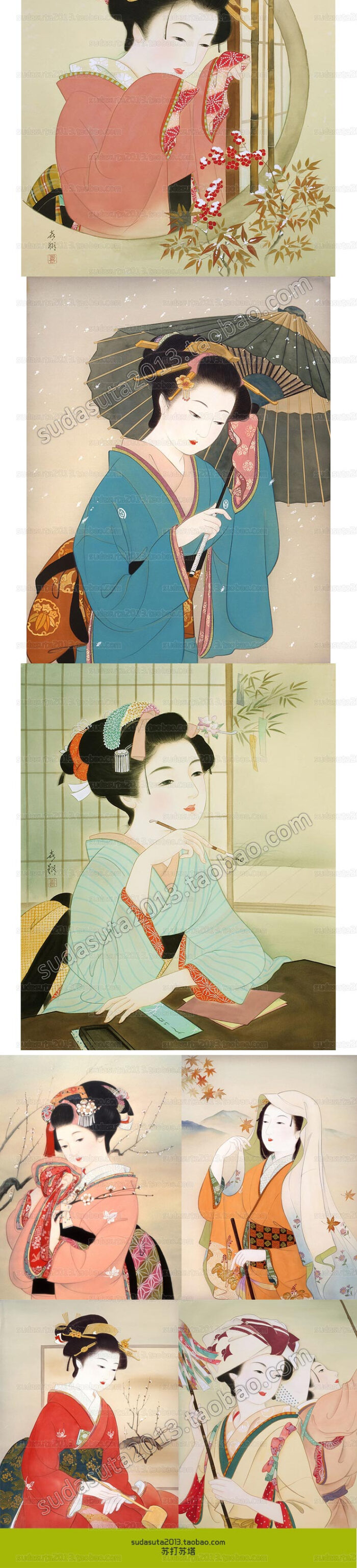 105张日本插画欣赏 传统复古日本绘画和风古代仕女图片