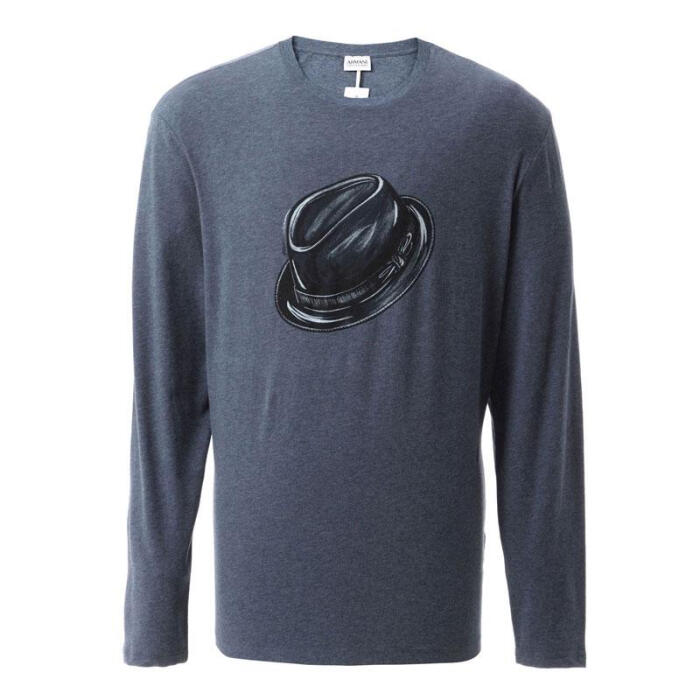 优众AC阿玛尼Armani i蓝灰色帽子弹性面料男