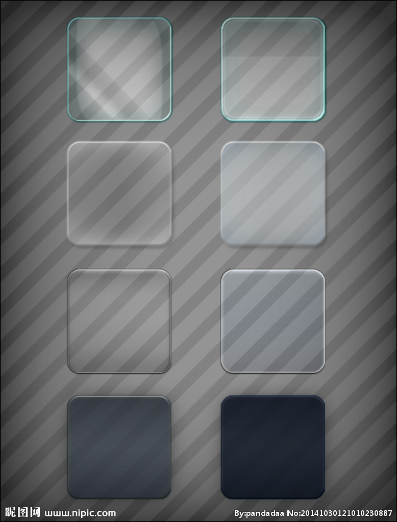 玻璃质感 ui 按钮图