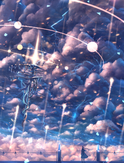 唯美意境小清新,二次元,手绘,插画,古风,风景,人物,水彩,星空,光影