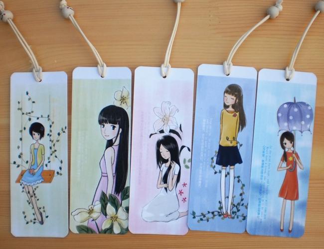 韩国版创意文具小清新卡通女孩纸质书签留言卡片送老师送同学礼品