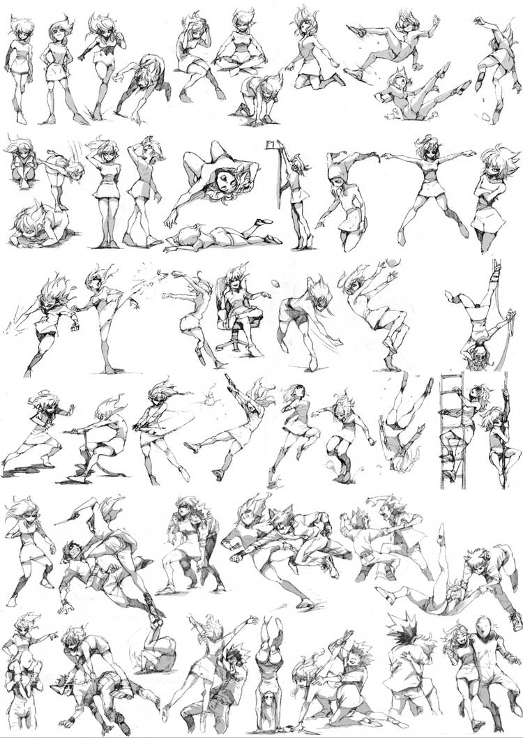 整合教学图集1-3全 人体 运动 打斗 姿势 手势 漫画素材 参考资料