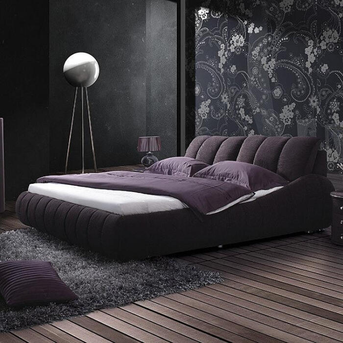 装典 1.8米1.5米 大床 布艺床紫色 布艺软床 双人