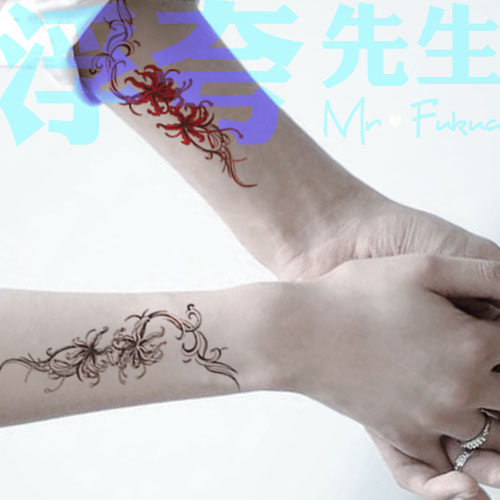 彼岸花曼陀罗华红白双色 tattoo