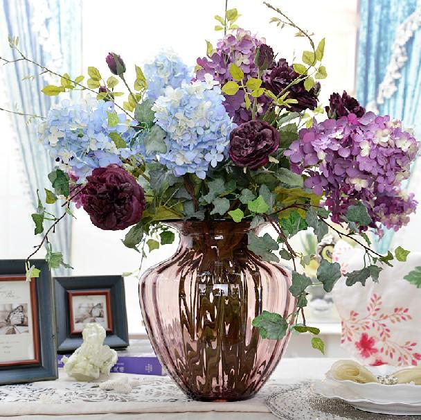 欧美风格蓝紫尖形绣球大浮雕花艺仿真花假花仿真软装装饰花卉