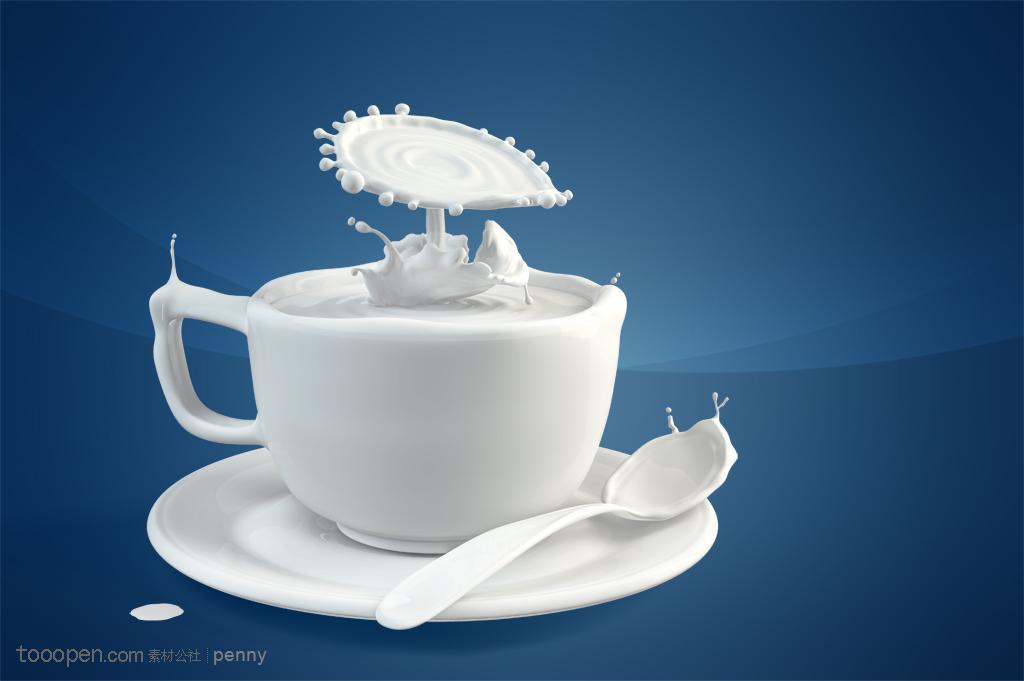 创意水素材-牛奶咖啡杯动感牛奶