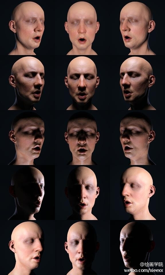 【照片素材】人物脸部光影变化参考教材