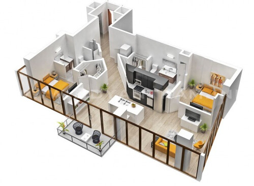 二居室户型装修布局3d效果图欣赏(二居室也有好表现,来源:互联网)