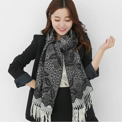 韩国进口 优雅百搭梅花围巾女围巾秋冬款保暖