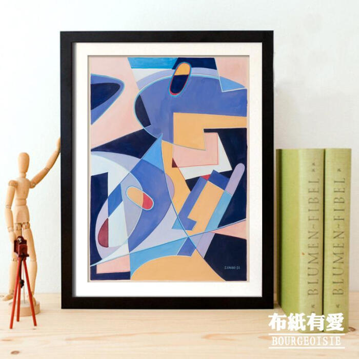 抽象色块抽象挂画现代简约有框画客厅餐厅装饰画三联画竖版