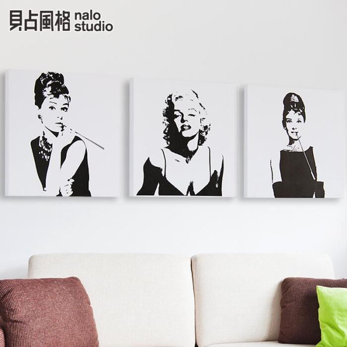 奥黛丽赫本 黑白创意壁画个性客厅装饰画艺术海报挂画书房无框画