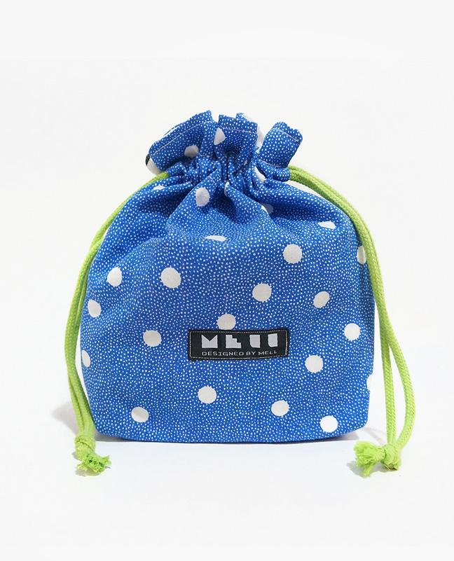 独立设计mell 蓝色波点束口袋收纳包