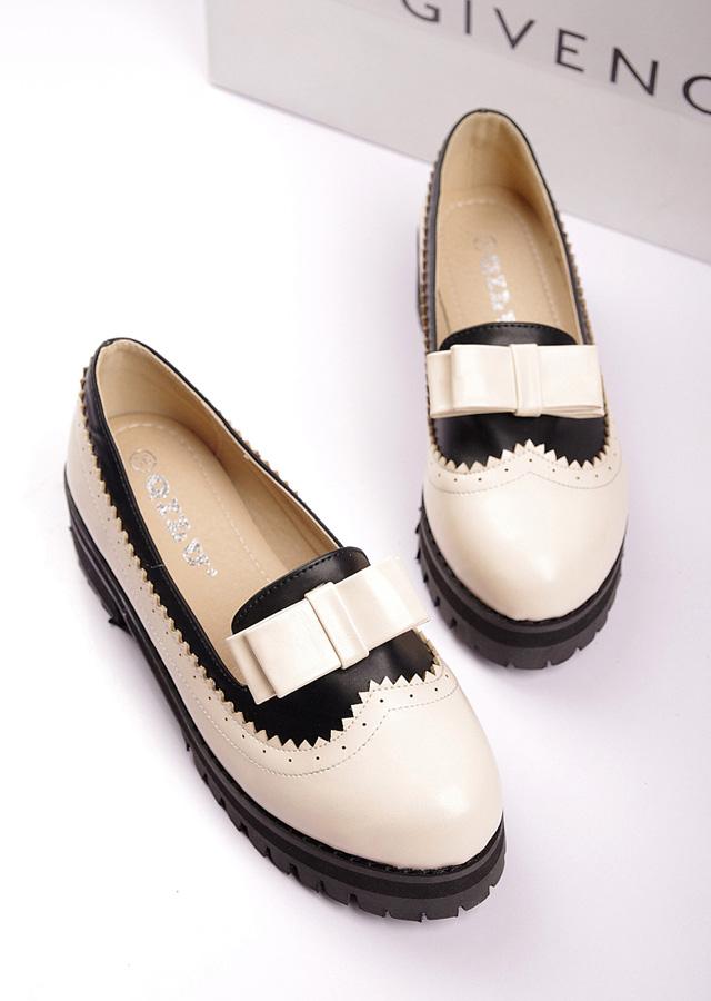 韩版圆头小皮鞋女英伦风复古蝴蝶结厚底粗跟单