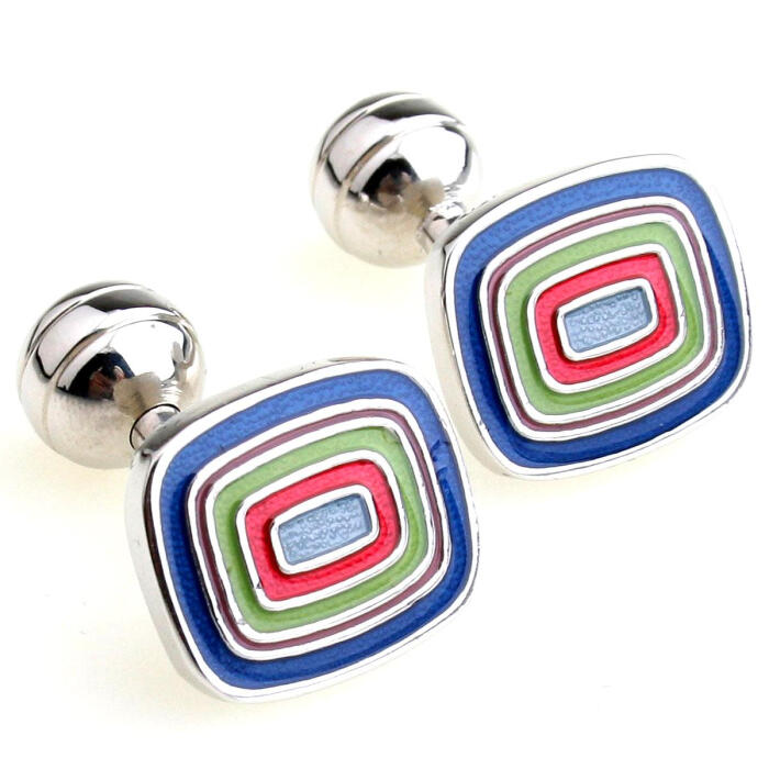 七彩珐琅漆 彩灰共两色 艺术圆形袖扣 袖钉 17