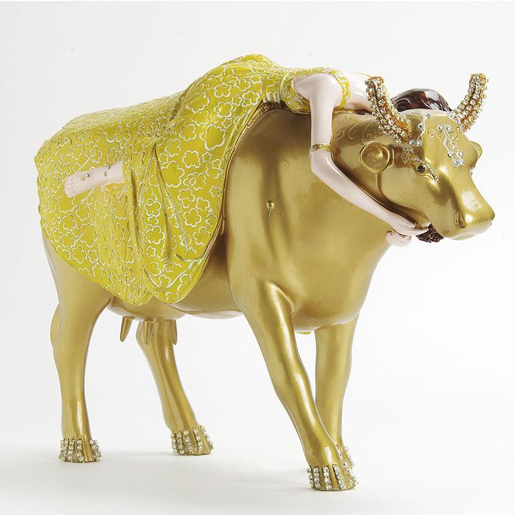 cowparade“奔牛节” 收藏摆饰 限量版艺术手绘牛黄金美女