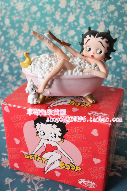 1997年古董陶瓷音乐盒 贝蒂娃娃 bettyboop 沐浴版