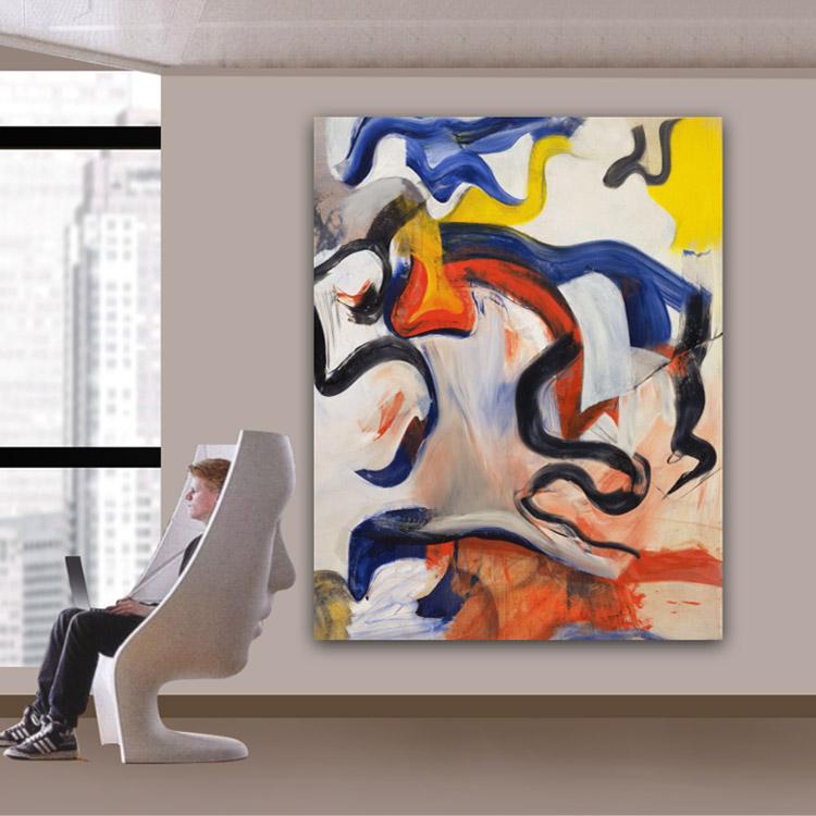抽象大师de kooning德库宁大尺寸艺术前卫公司办公室巨幅装饰画