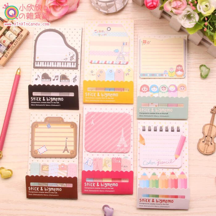 欣欣家 韩国可爱卡通造型N次贴 彩色记号标签