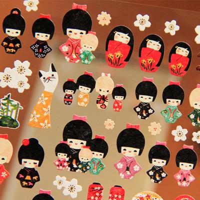 韩国进口sonia 和风娃娃 日系风装饰贴纸 diy手机 日记相册贴画
