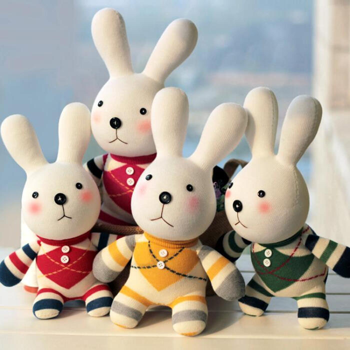 坚果基地原创手工玩偶 创意礼物 英伦兔 diy袜子娃娃材料包4色