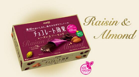 日本进口巧克力 明治cacao78%効果提子杏仁黑