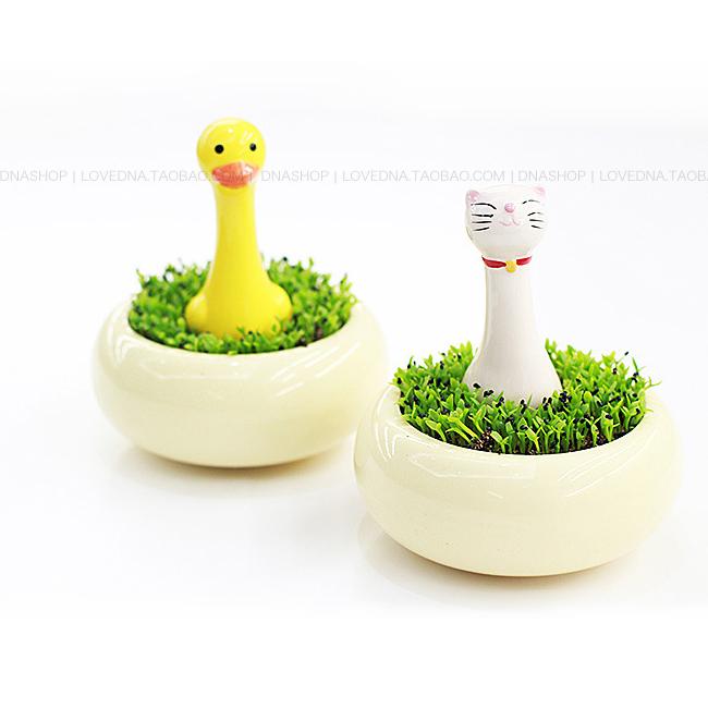 丛林守护者系列可爱小动物绿色植物创意桌面盆