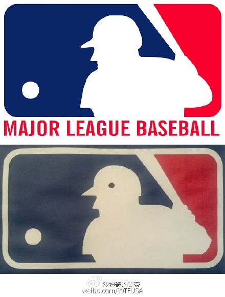 把美国职棒大联盟的logo加上一个黑点儿,就会从"棒球男"变成"哇嘞有只