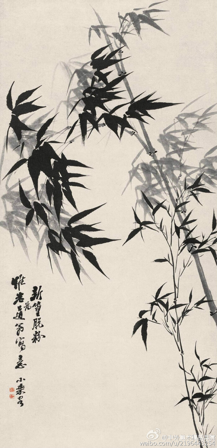 清 石涛《竹石画选》1 —— 纸本设色,清代石涛国画作品.