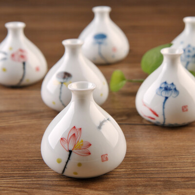 德化手绘小花瓶陶瓷创意瓷瓶 花插花瓶瓷器迷你摆件 水培花器