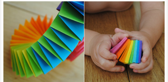 彩色弹簧折纸 彩带 彩色纸环纸圈手工折纸教程 淡泊 淡泊