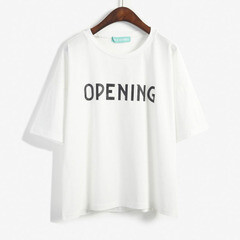 韩国bf风英文字母短袖短款t恤女夏装 慵懒风白色体恤上衣女宽松