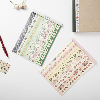 韩国whales 小清新花朵图案贴纸日记本装饰贴甜美贴纸套装组