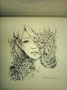 黑白手绘唯美插画