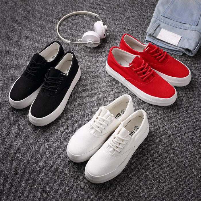 2015春夏帆布鞋女板鞋学生厚底松糕小白鞋休