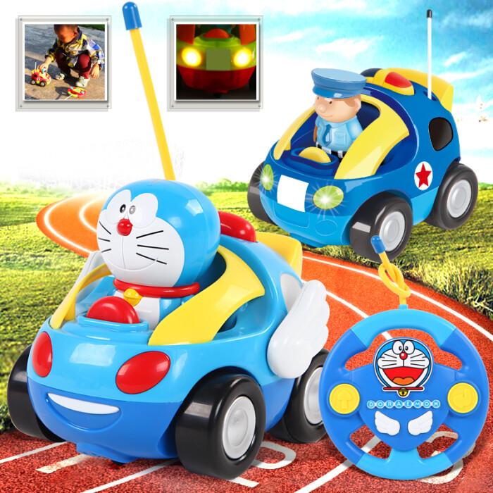 哆啦a梦遥控车玩具 卡通遥控汽车儿童遥控玩具车无线电动音乐玩具