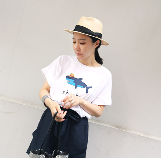 chic 韩国 官网 cute 鲸鱼 图案 t恤