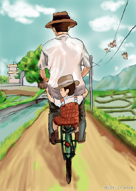 父亲节快乐# 【父爱无言】多想再和他一起,骑着单车,走在回家的路上