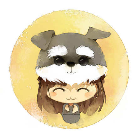 来自插画师梁阿渣的原创作品,一组戴狗狗帽子的卡通人物男生女生都