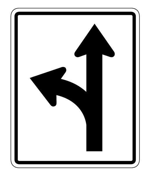 直行和向左转弯道路交通标志汽车标志