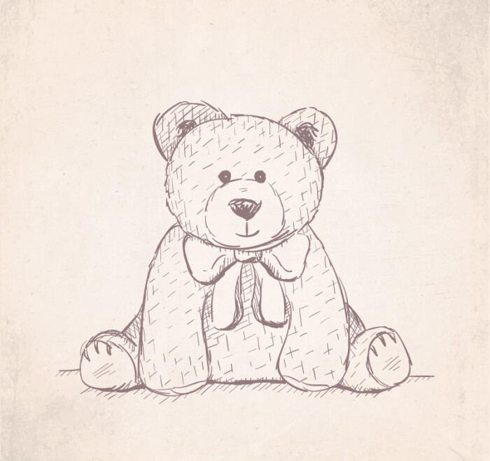 手绘憨厚泰迪熊矢量素材,素材格式:ai,素材关键词:手绘,玩具,泰迪熊